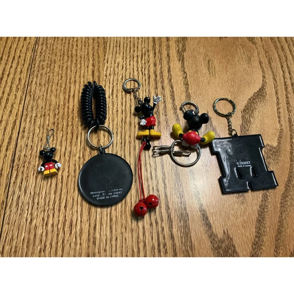 Disney Mickey Mouse Keychain Lot of 5 Vintage Monogram Products Rubber 3D Charms